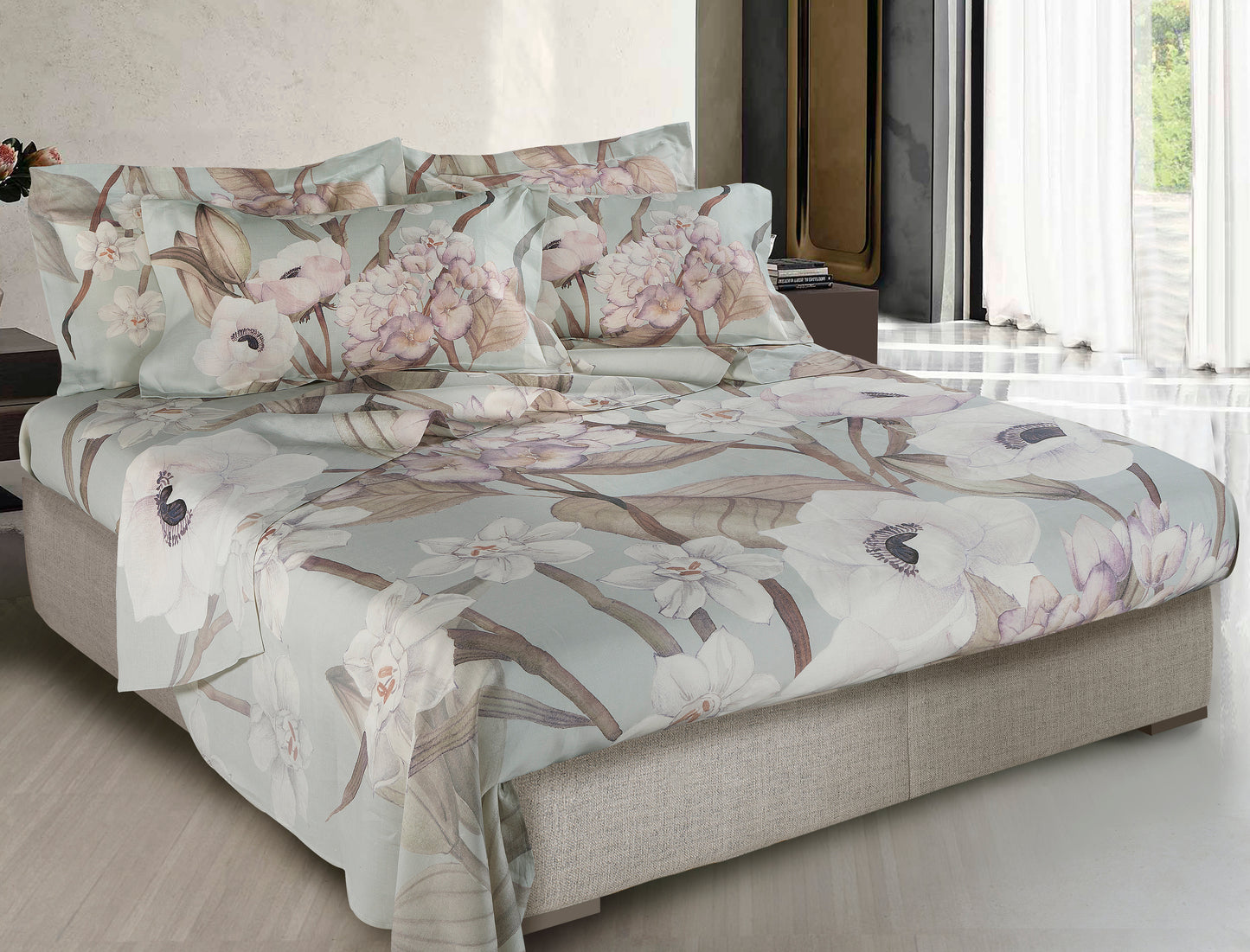 Bed Sheets Set «Anemone» 100% Made in Italy