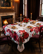 Anemoni pure linen tablecloth with digitally printed floral design