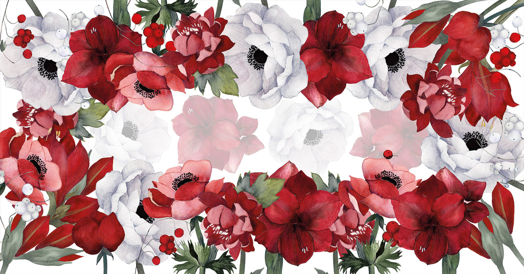 Anemoni pure linen tablecloth with digitally printed floral design, view 3