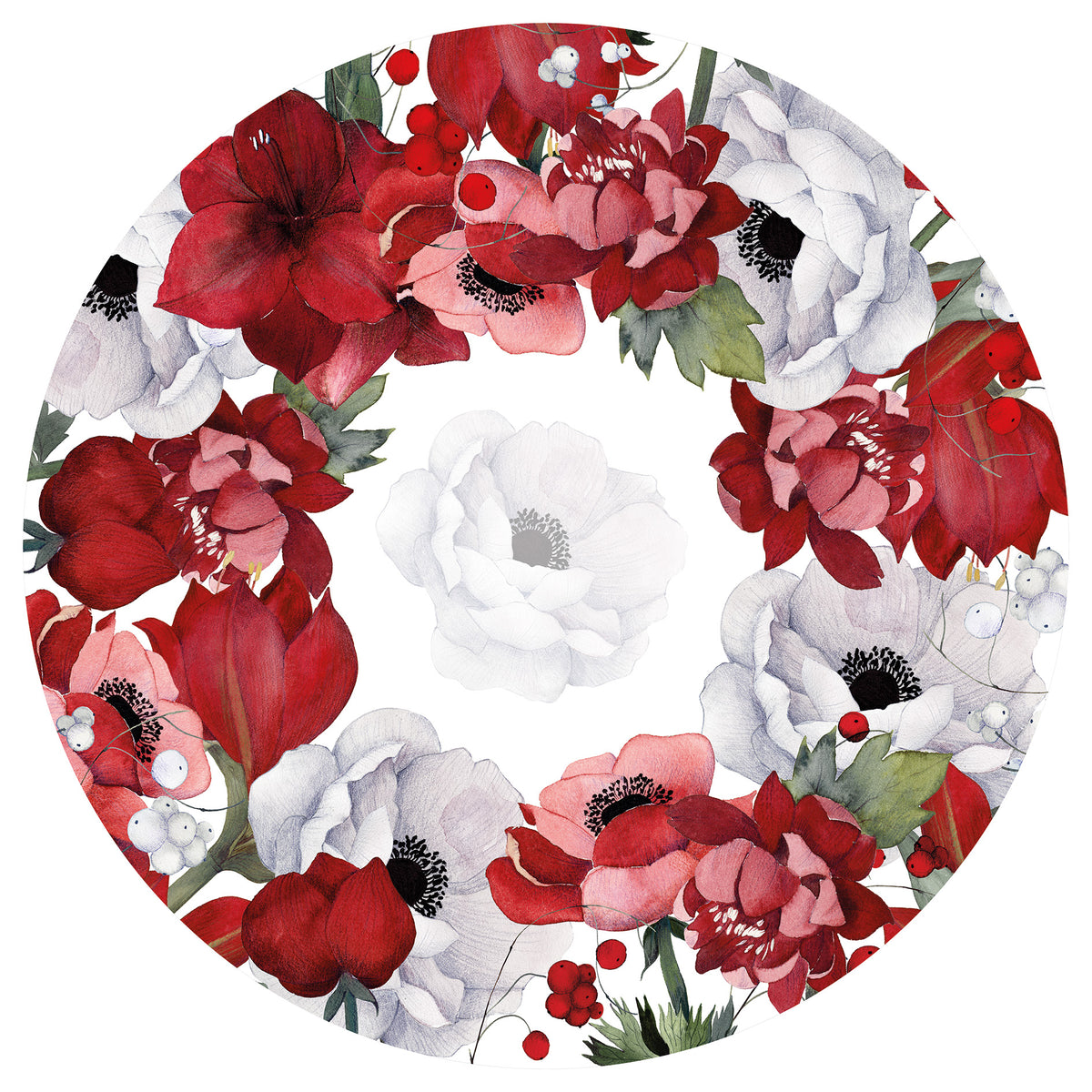 Anemoni lino puro mantel con digitally printed floral design, vista 7
