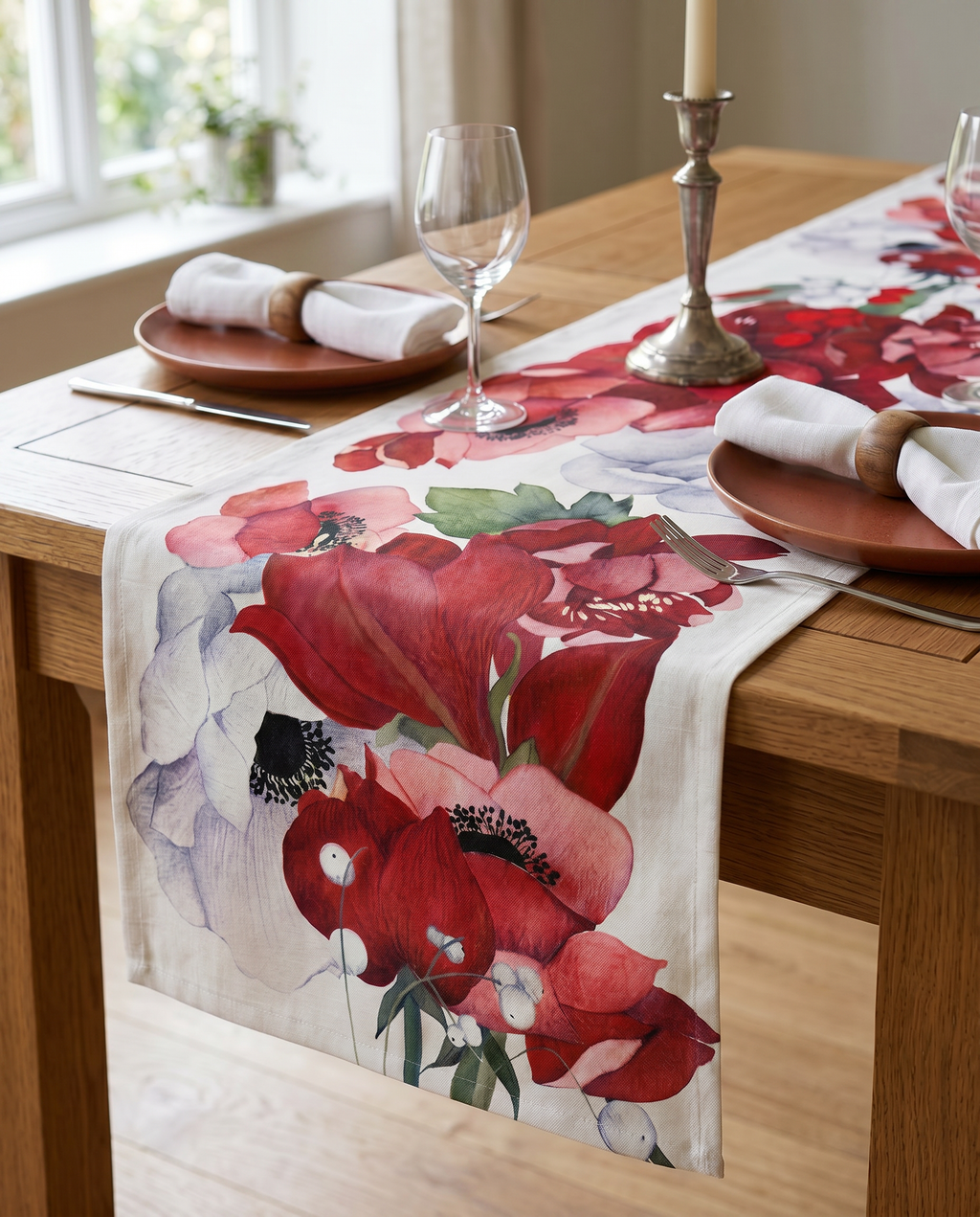 Chemin de table en lin Anemoni 100% Made in Italy