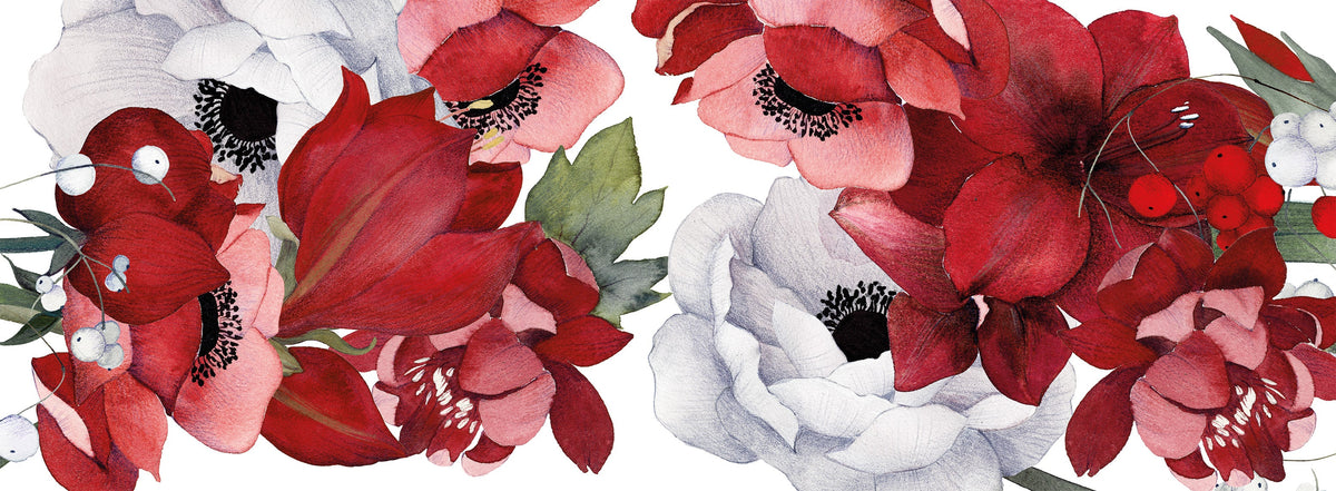 Anemoni pure linen table runner with floral print, view 2