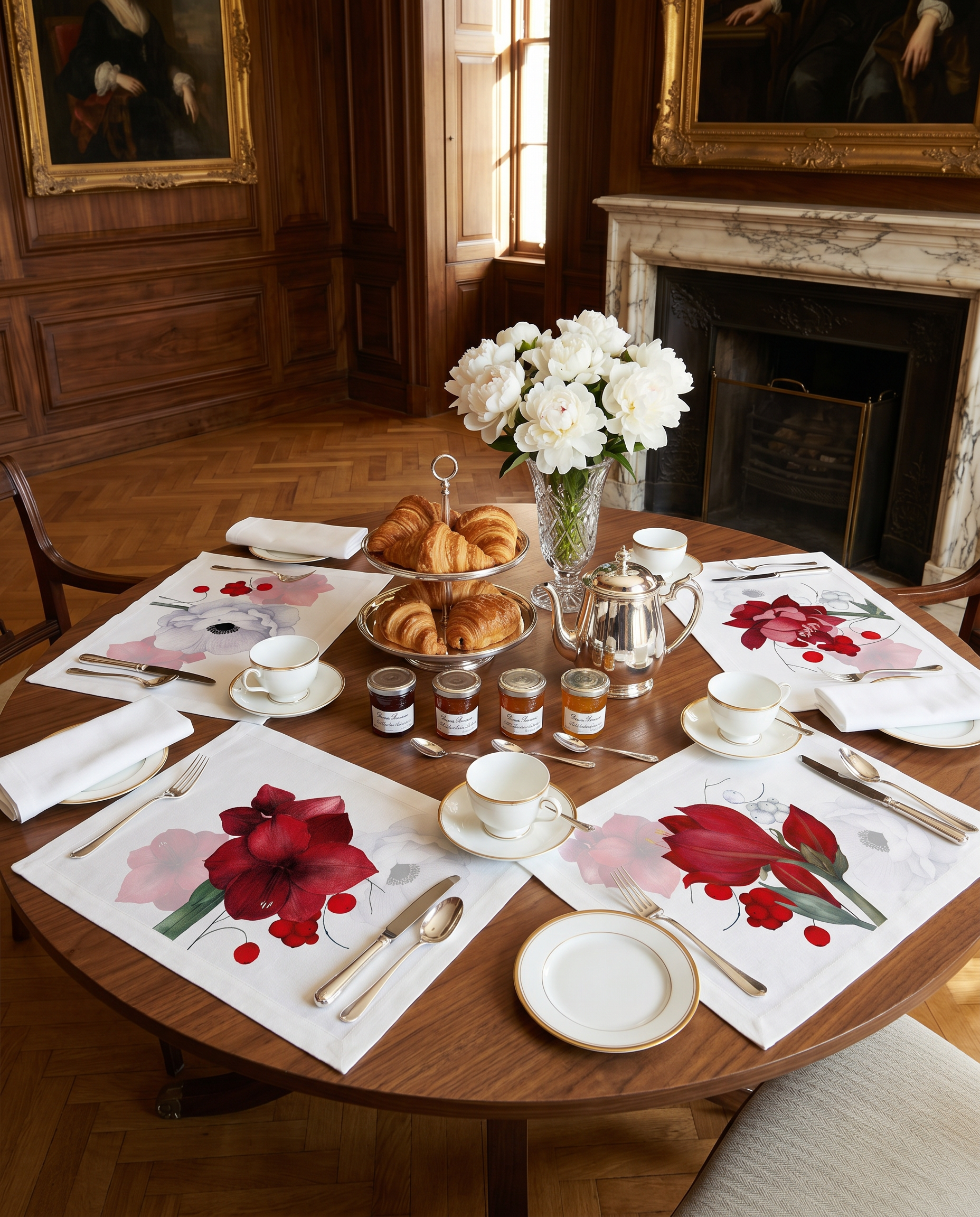 Set of 4 Placemats Premium Linen «Anemoni» 100% Made in Italy