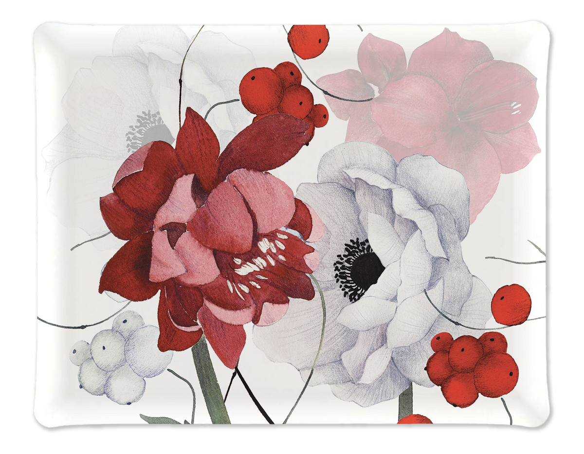 Anemoni acrylic tray with digitally printed floral linen, view 4