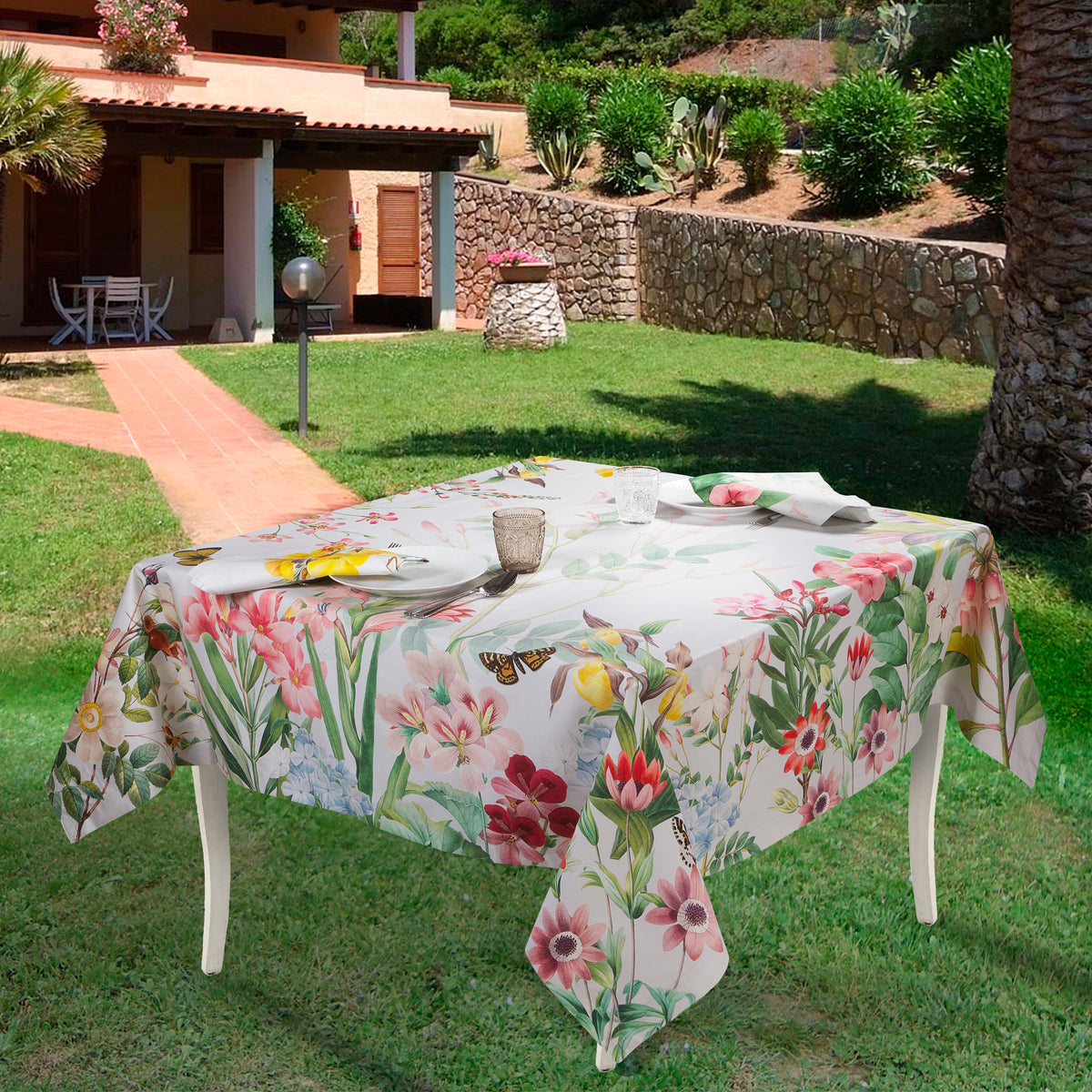 Satin Tablecloths «Blooming» 100% Made in Italy The Napking