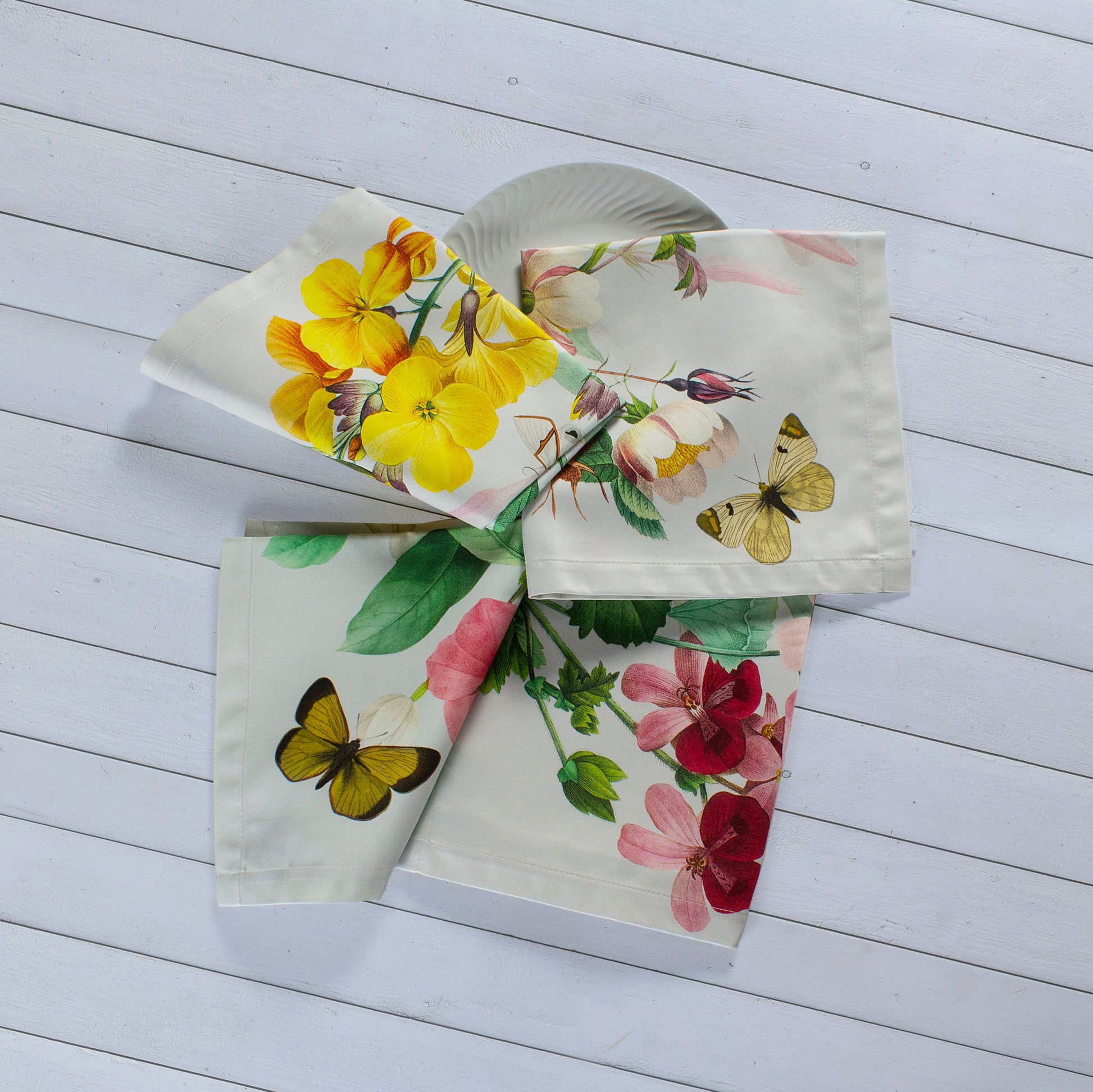 Set of 4 Napkins Satin «Blooming» 100% Made in Italy The Napking