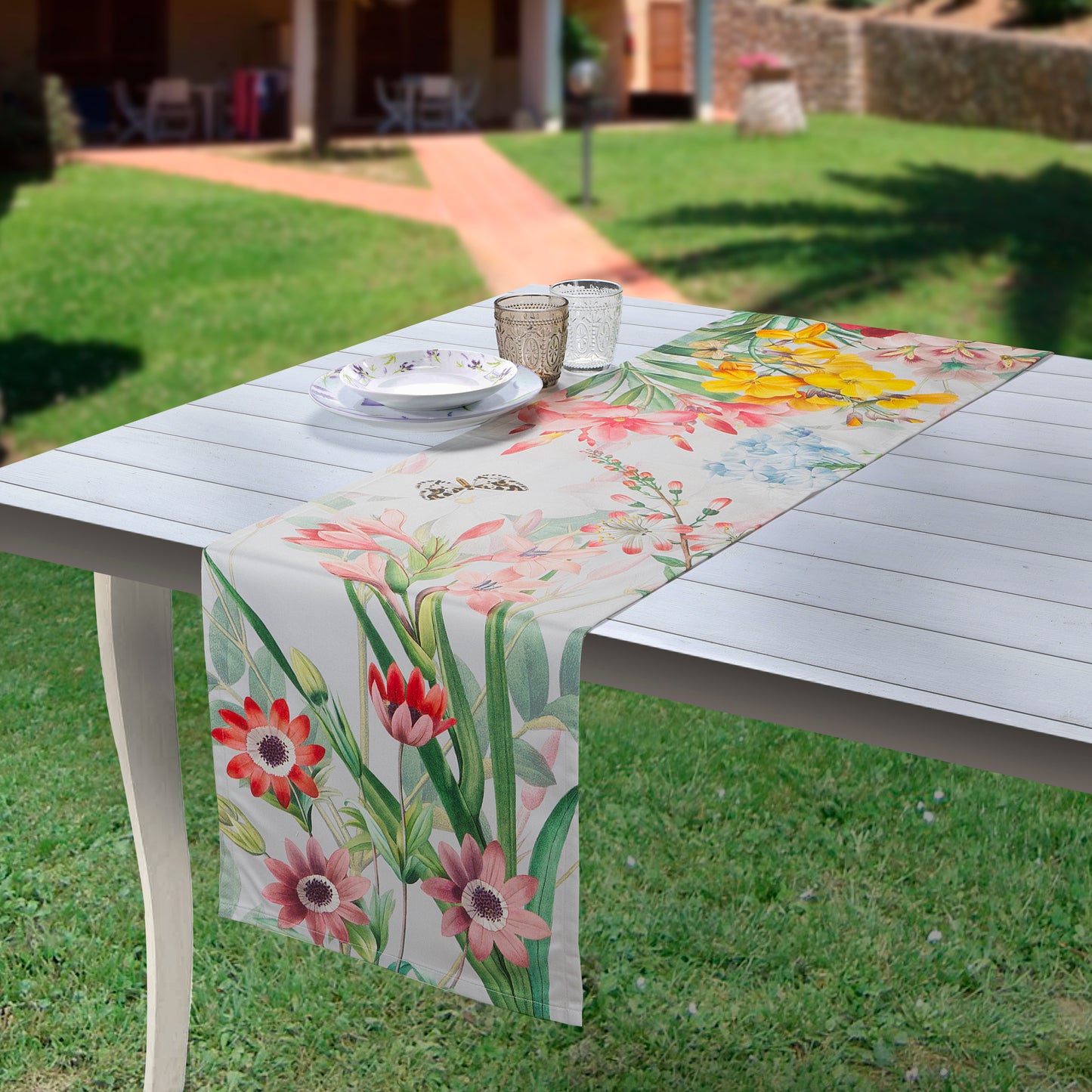 Satin Table runner «Blooming» 100% Made in Italy