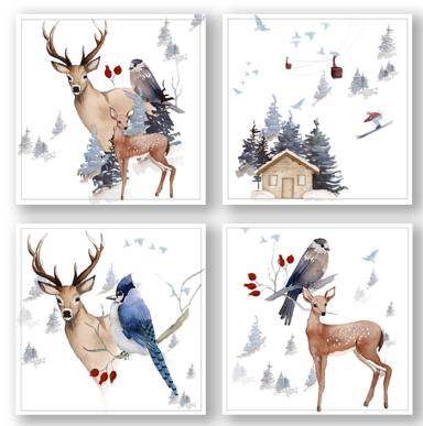 Set of 4 Napkins «Buck» Christmas & holiday 100% Made in Italy