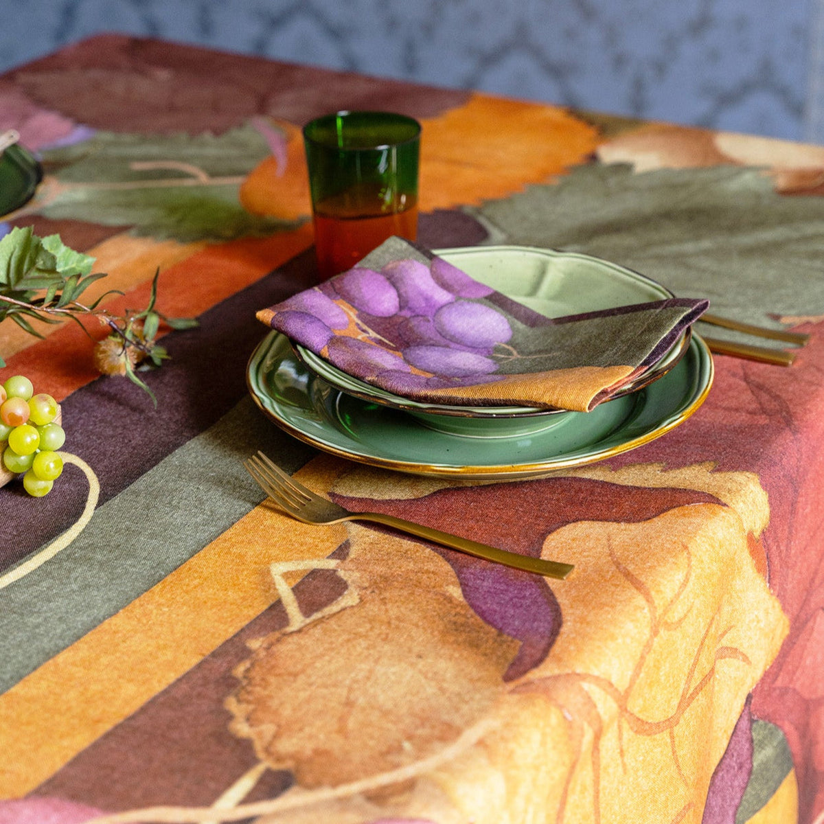 Linen Tablecloth «Bacco», 100% Made in Italy The Napking
