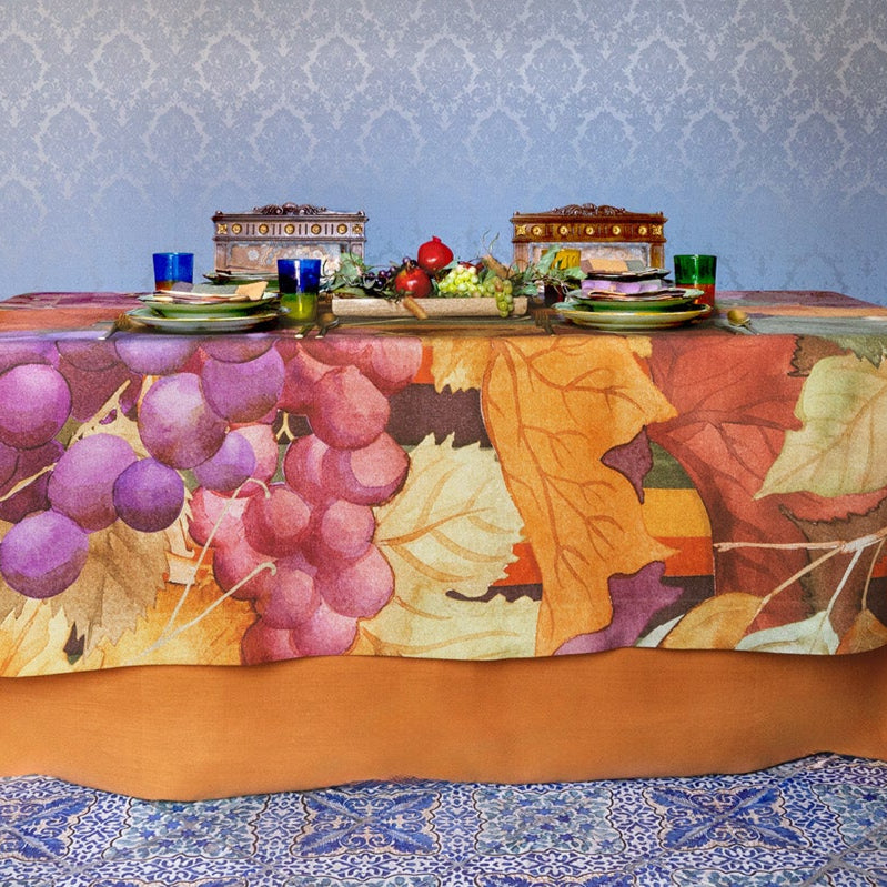 Linen Tablecloth «Bacco», 100% Made in Italy The Napking