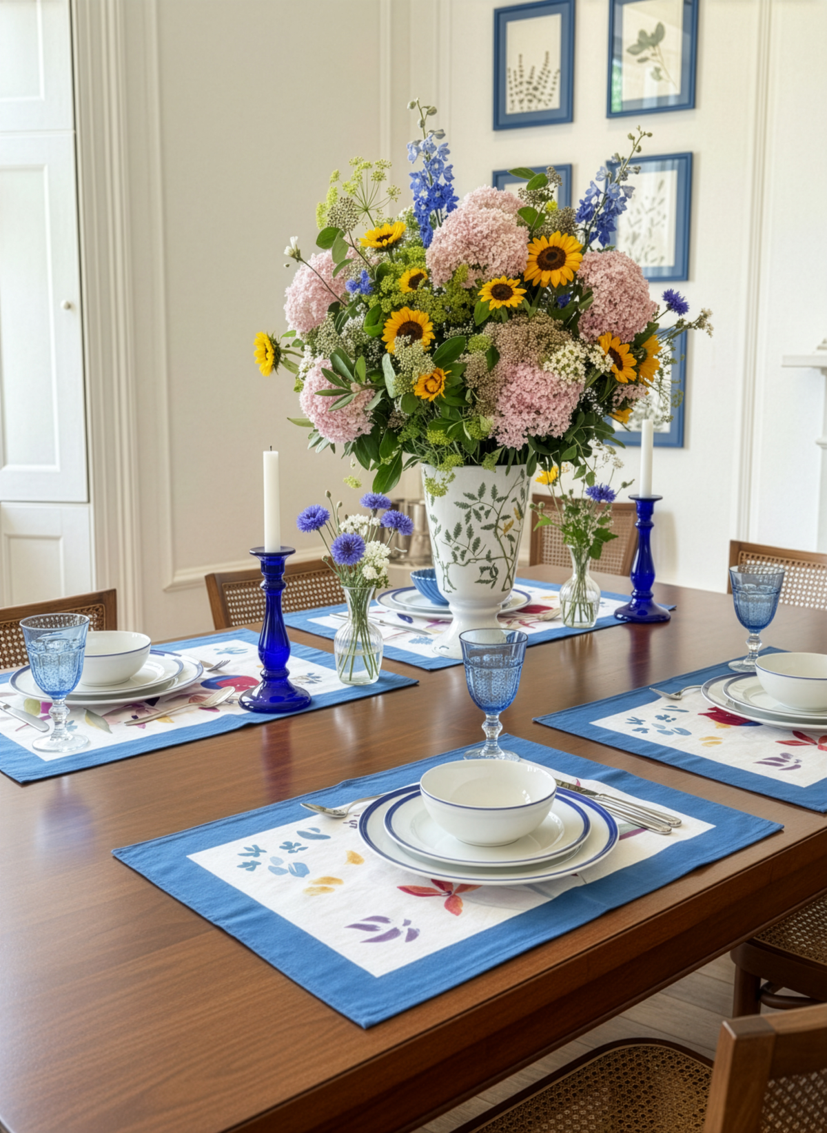 Bloom Art Set aus 4 Tischsets Premium quality Leinen