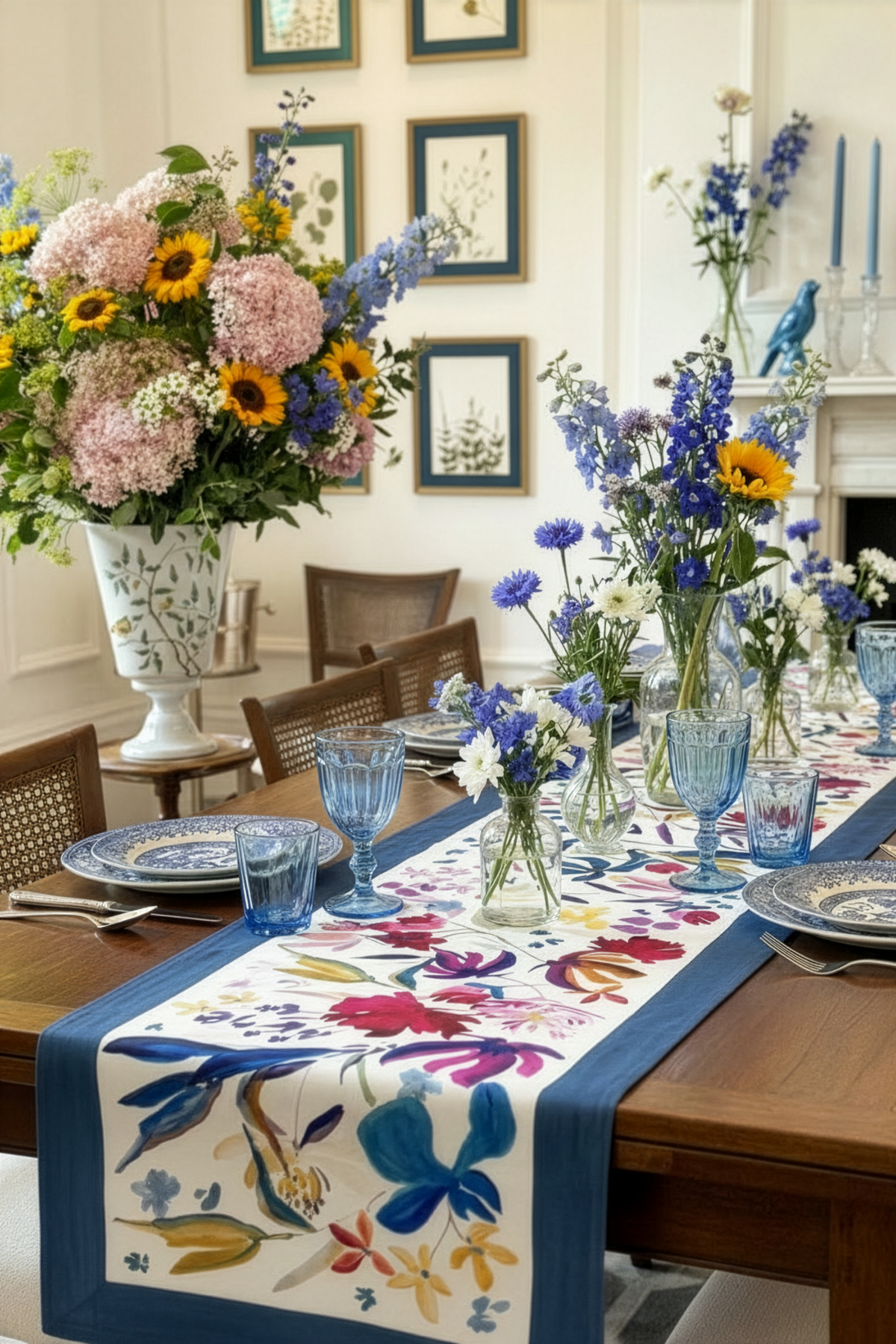 Bloom Art Camino de mesa de lino premium