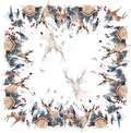 Buck Pure Linen tablecloth with woodland print, 220 × 220