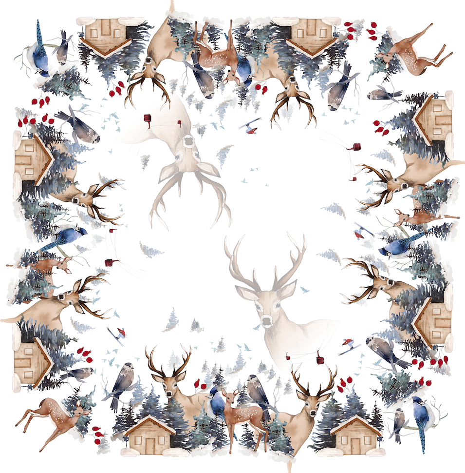 Buck Pure Linen tablecloth with woodland print, 220 × 220