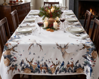 Buck Pure Linen tablecloth with woodland print, 180 × 270