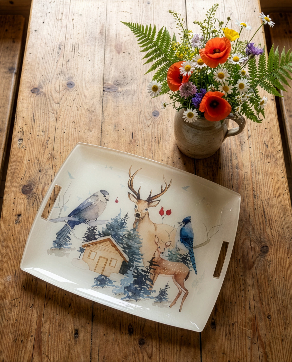 Buck acrylic tray with digitally printed linen, 46 × 36