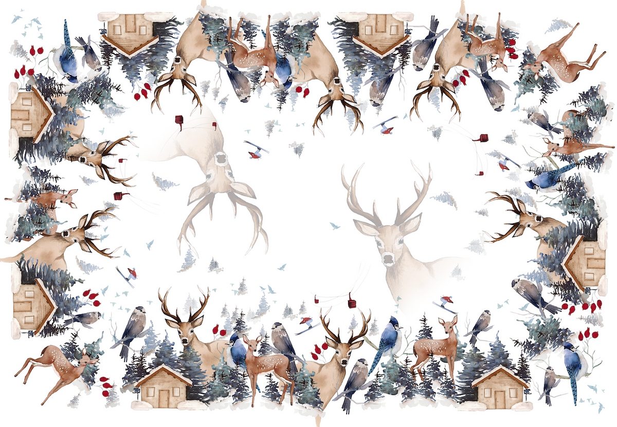 Buck Pure Linen tablecloth with woodland print, 160 × 220