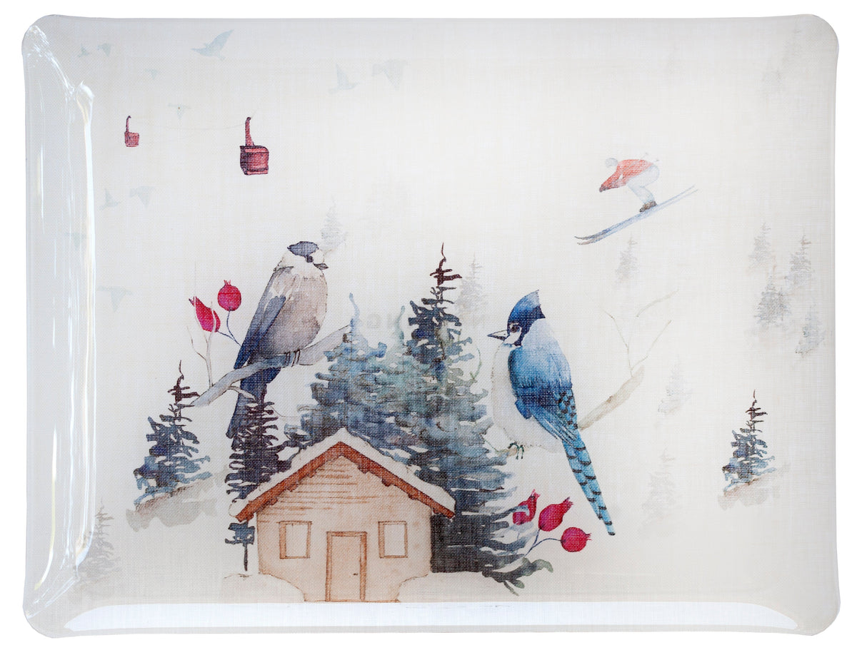 Buck acrylic tray with digitally printed linen, 37 × 28