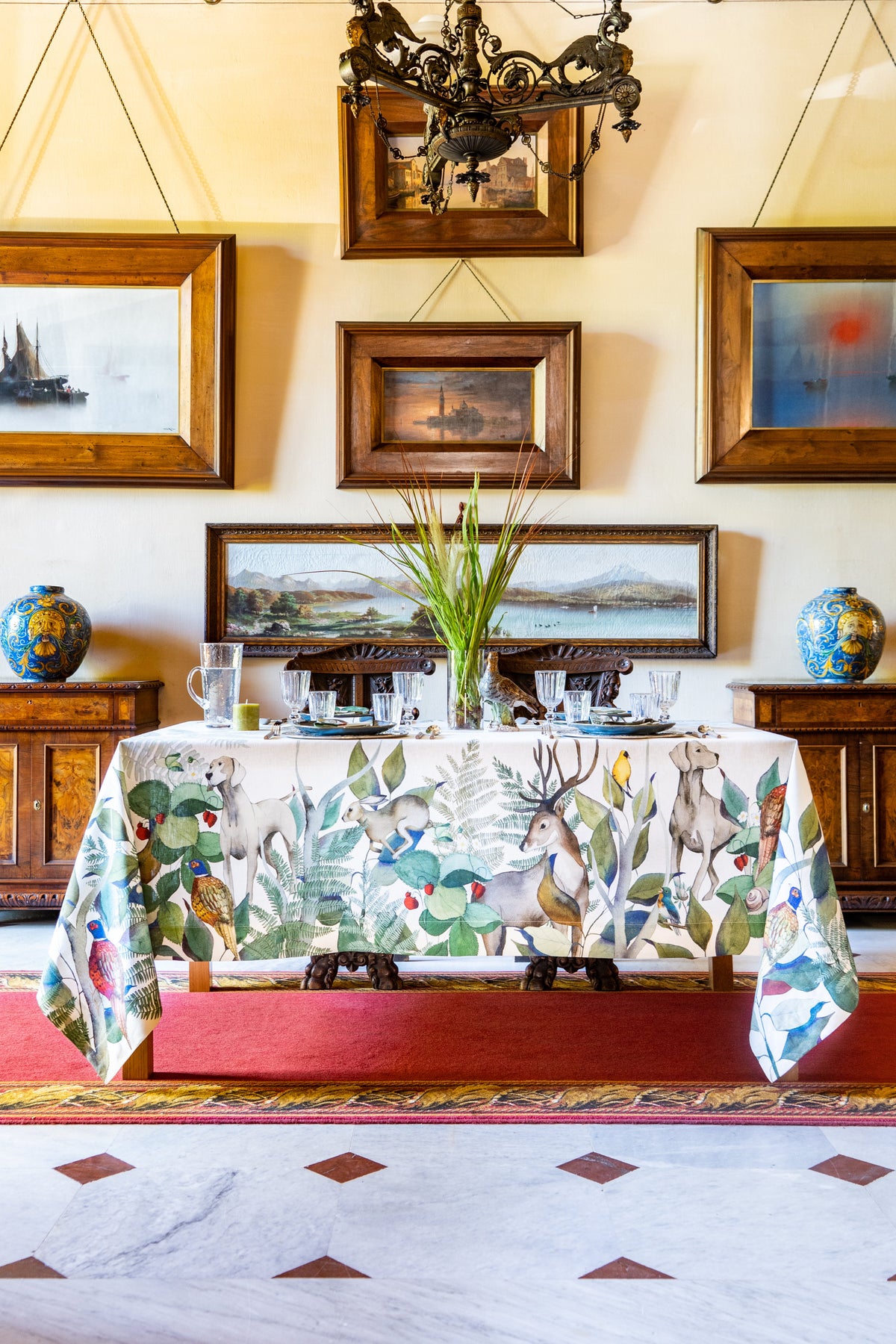 Linen Tablecloth Caccia 100% Made in Italy The Napking