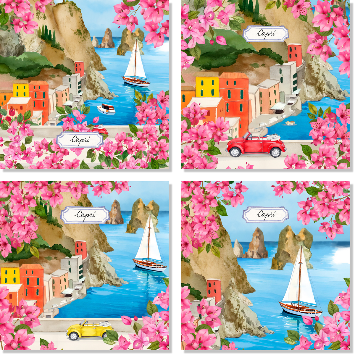 Lot de 4 serviettes Capri 100% Made in Italy