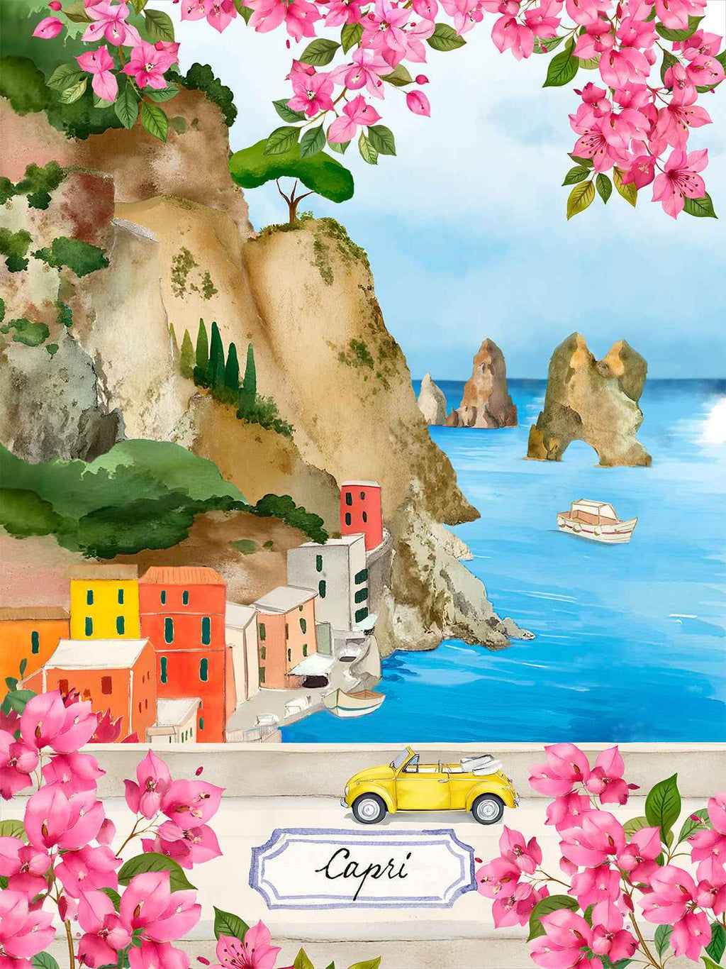 Kitchen Towels Capri, 100% Made in Italy