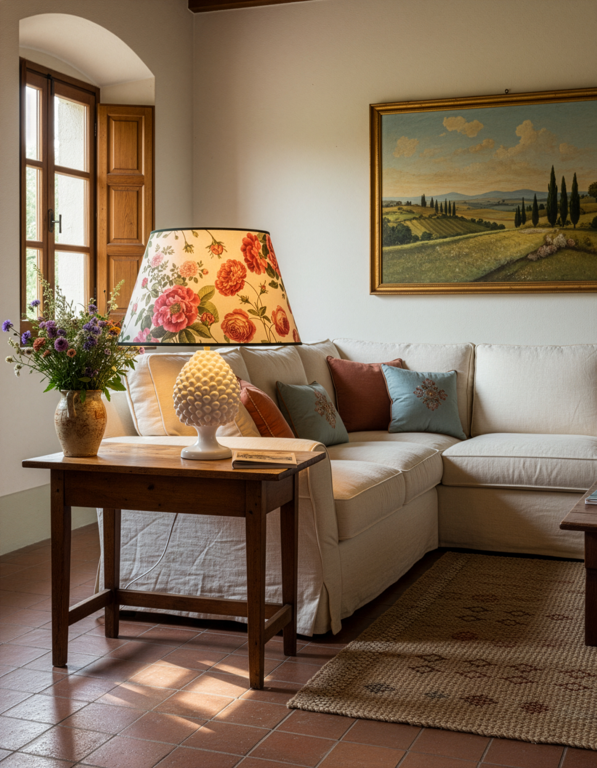 Cecile Conical lampshade in printed fabric