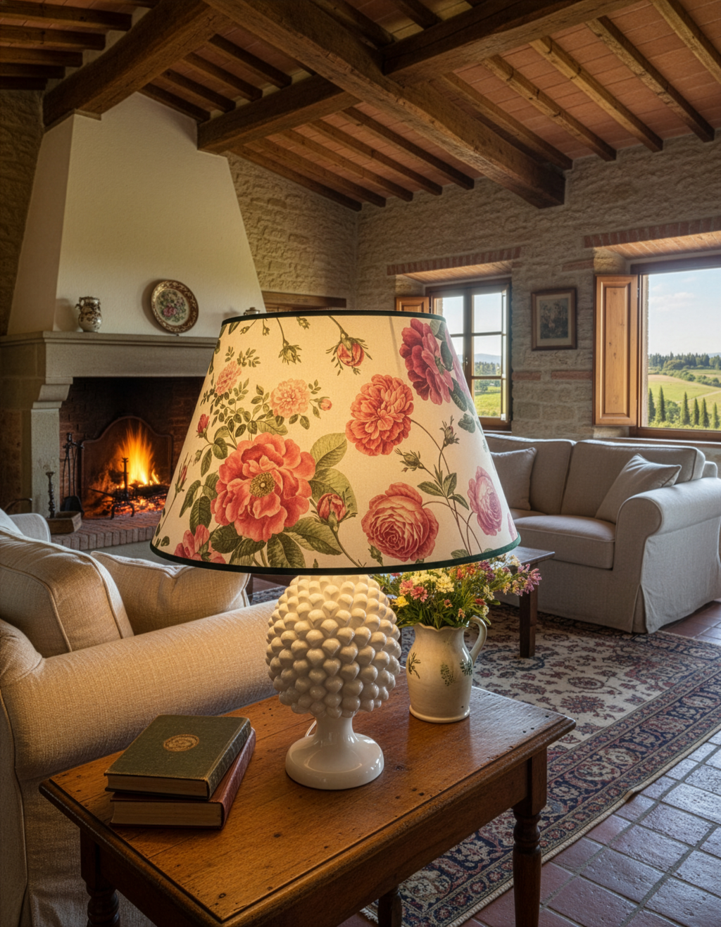 Cecile Conical lampshade in printed fabric