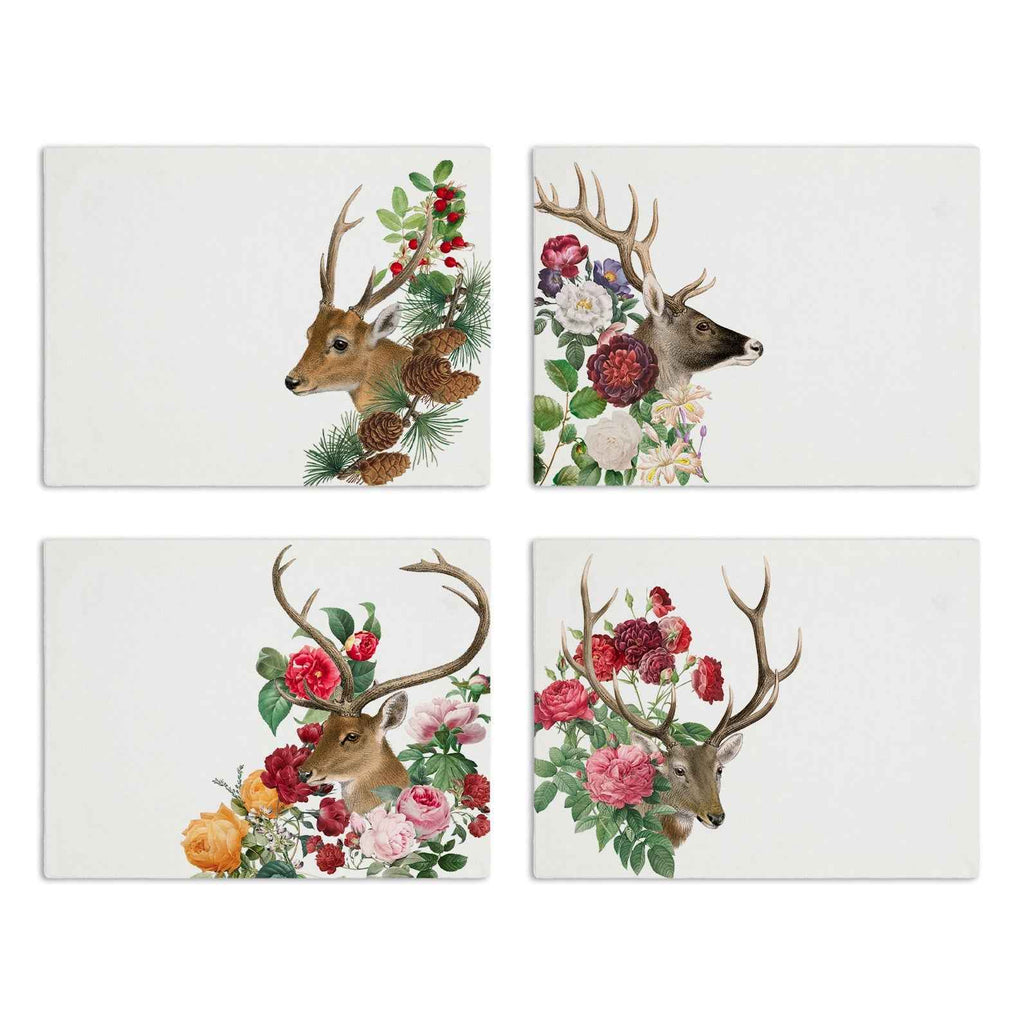 Set of 4 Placemats «Cervi» Cotton Satin 100% Made in Italy