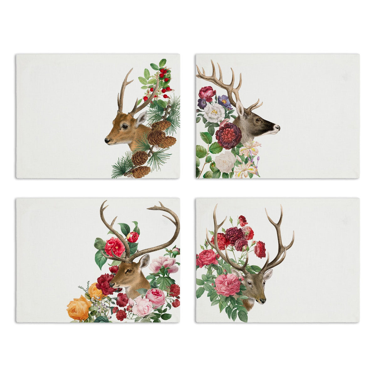 Set of 4 Placemats Cervi Cotton Satin 100% Made in Italy The Napking