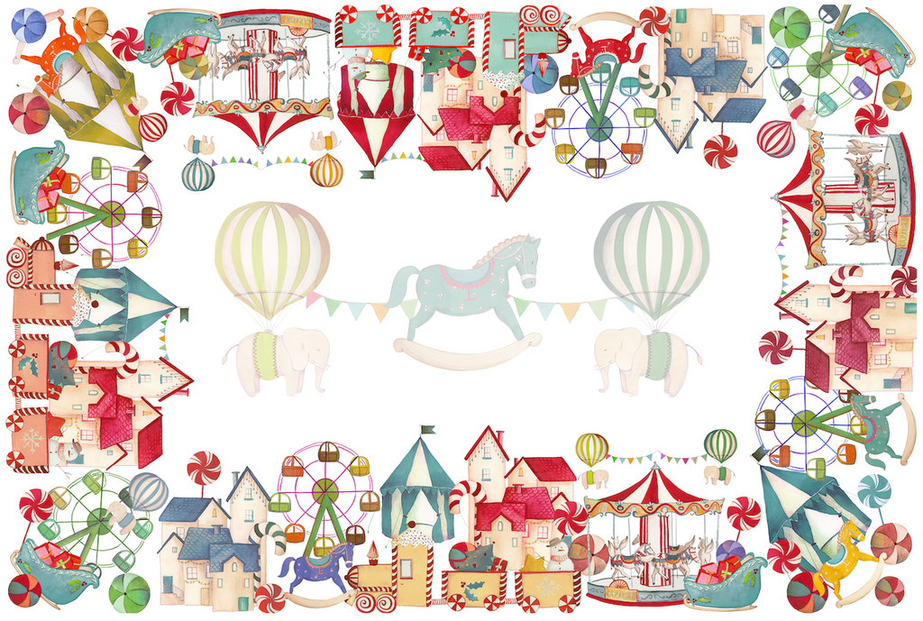 Linen Tablecloth Circus, 100% Made in Italy