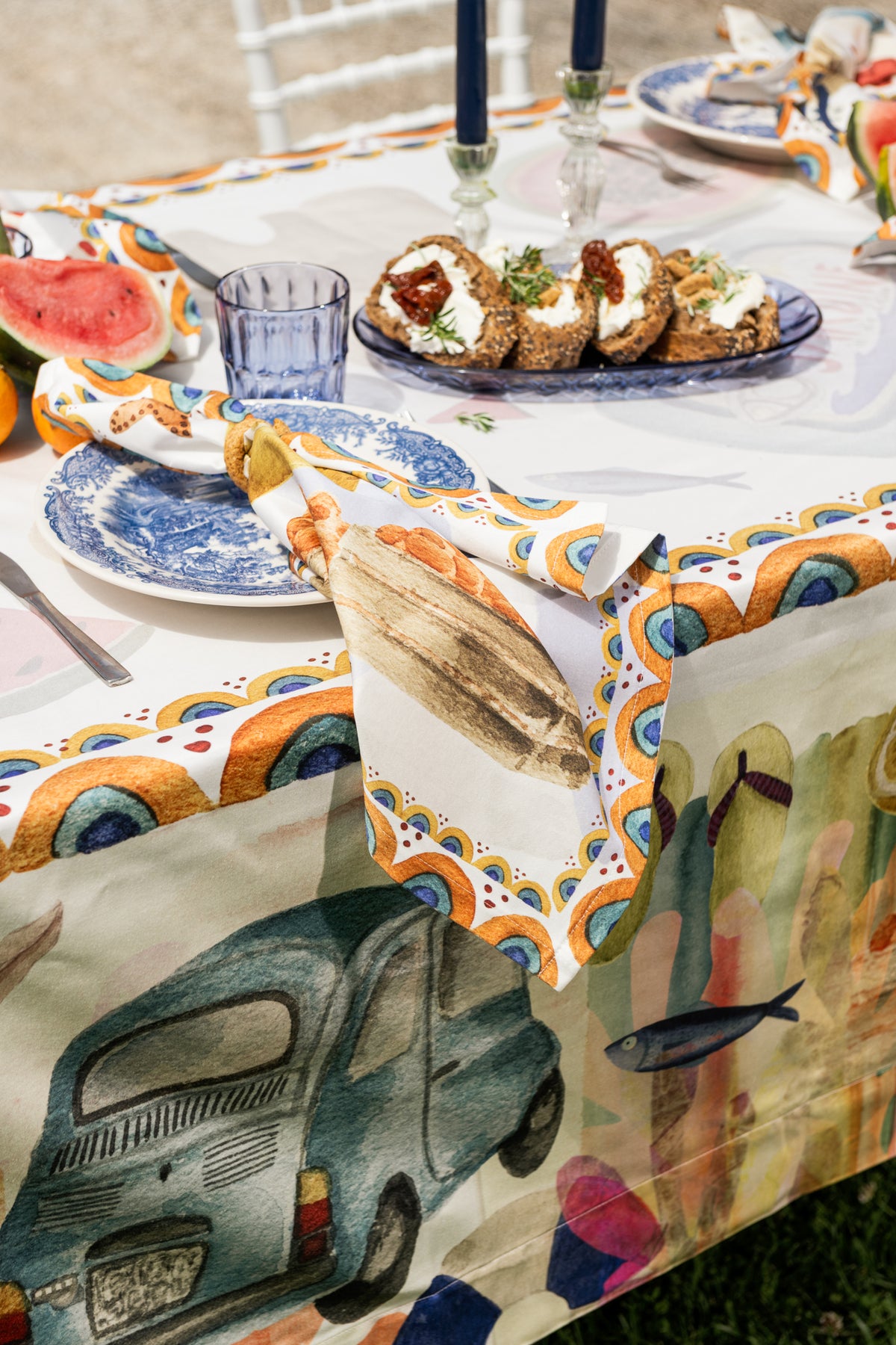 Set aus 4 Servietten aus Baumwollsatin «Collage» 100% Made in Italy - The Napking