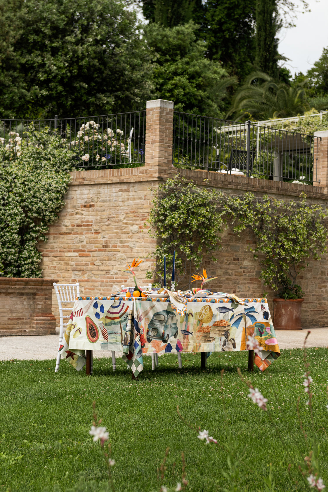 Nappe en satin de coton «Collage» 100% Made in Italy | The Napking