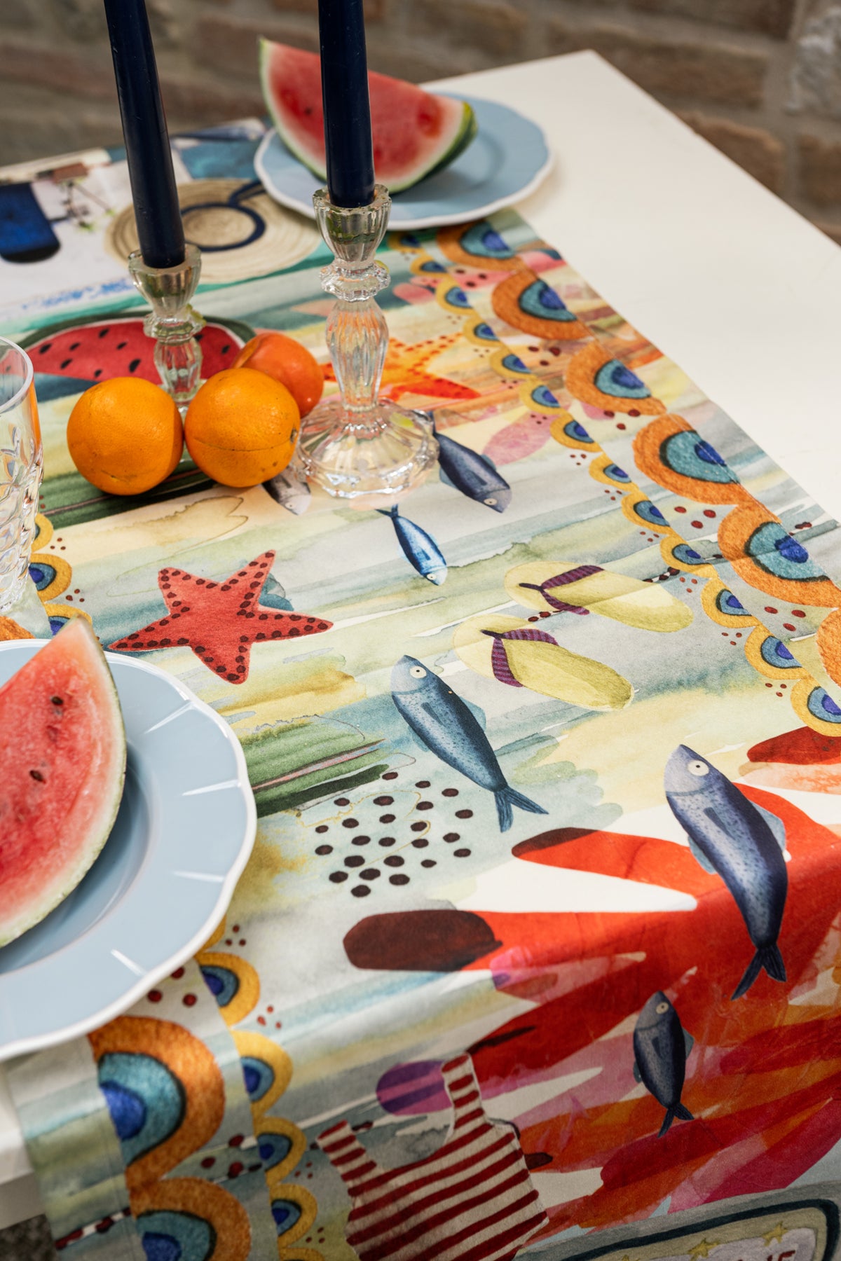 Tischläufer aus Baumwollsatin «Collage» 100% Made in Italy - The Napking