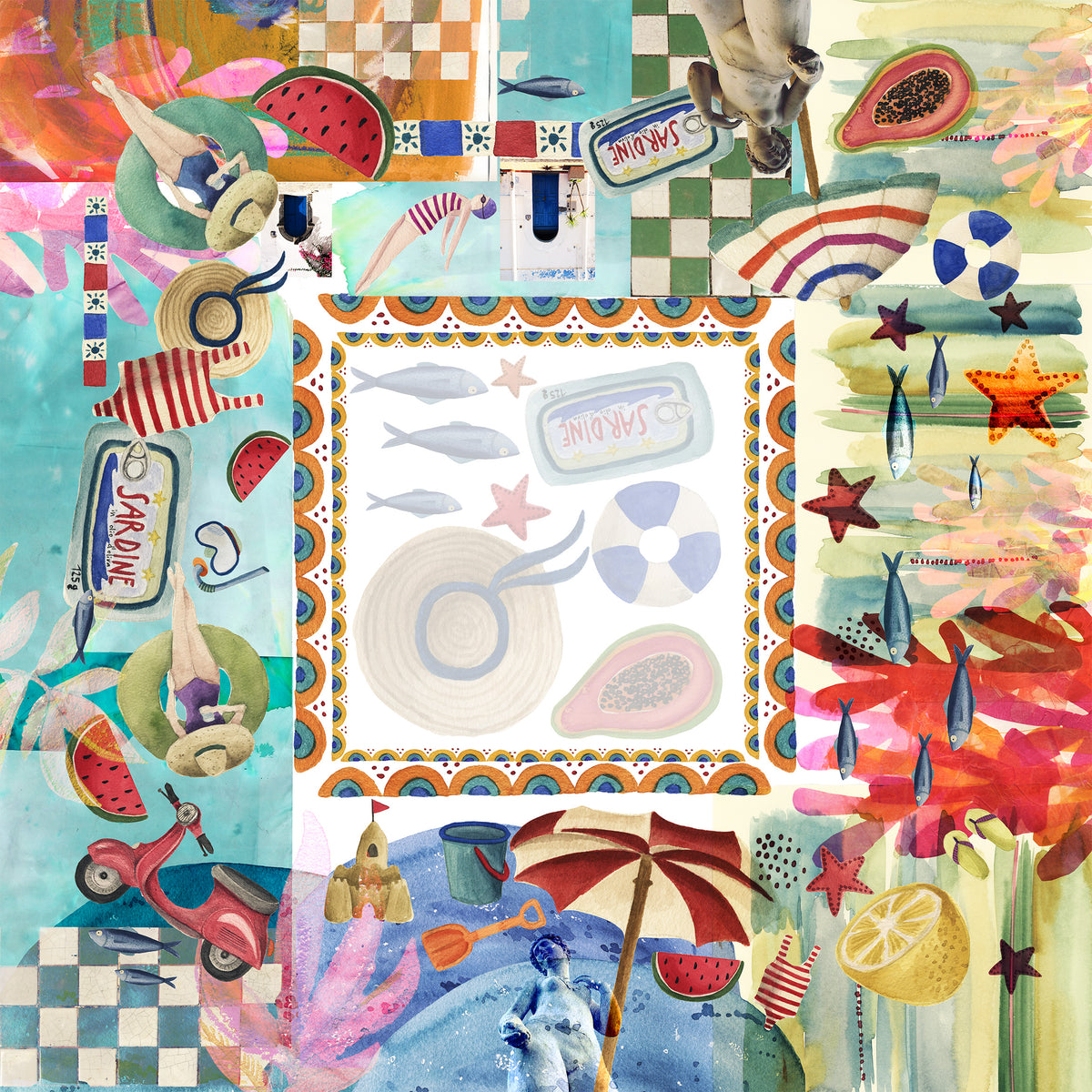 Nappe en satin de coton «Collage» 100% Made in Italy | The Napking
