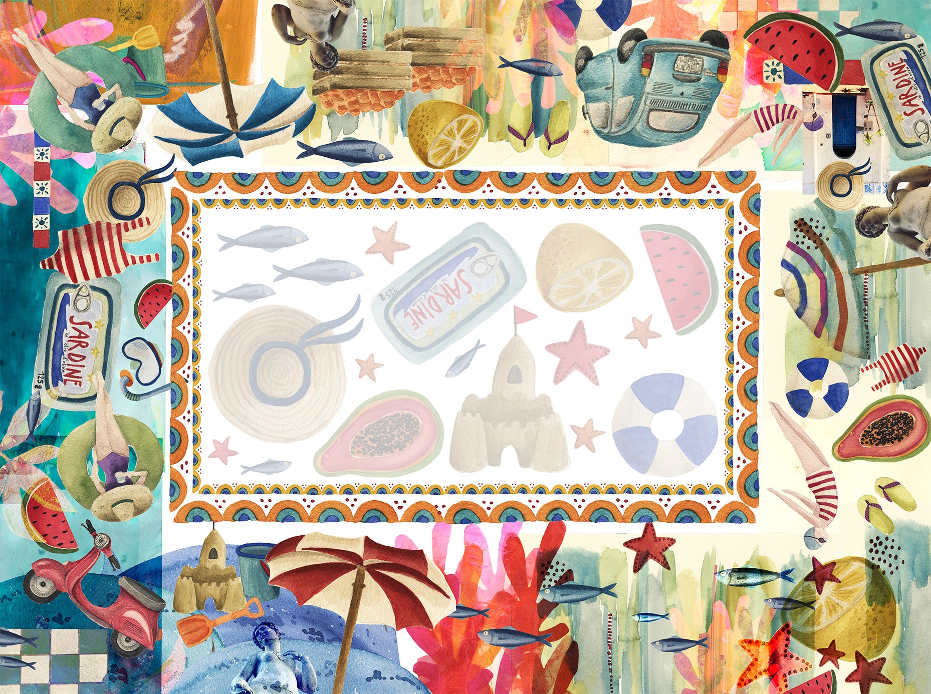 Satin Tablecloth «Collage» 100% Made in Italy - The Napking