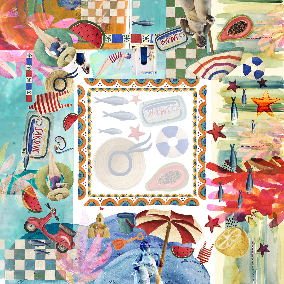 Nappe en satin de coton «Collage» 100% Made in Italy | The Napking