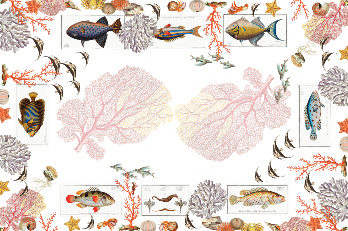 Linen Mantels «Coral bay» 100% Made in Italy The Napking