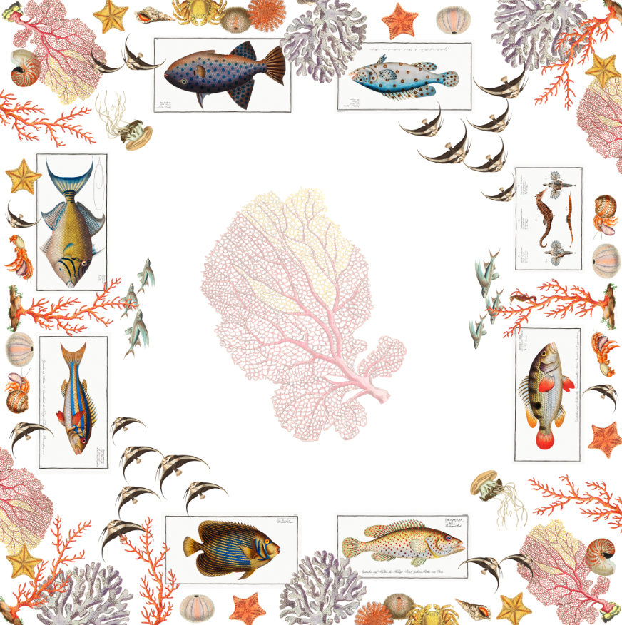 Linen Mantels «Coral bay» 100% Made in Italy The Napking