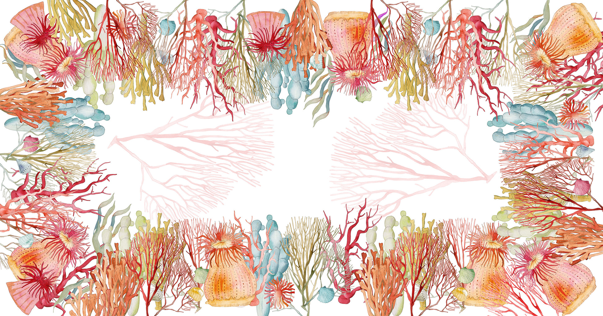 Premium Linen Tablecloth «Corals» 100% Made in Italy - The Napking