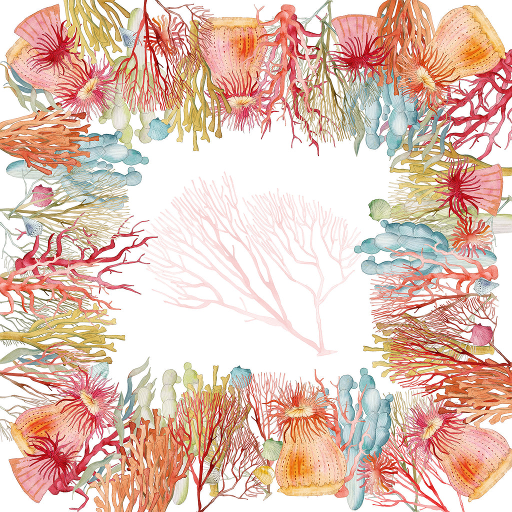 Premium Linen Tablecloth «Corals» 100% Made in Italy - The Napking