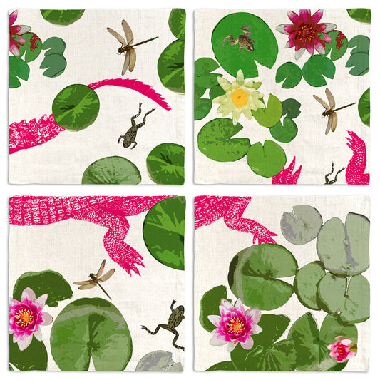 Set of 4 Napkins «Crocodile» 100% Made in Italy
