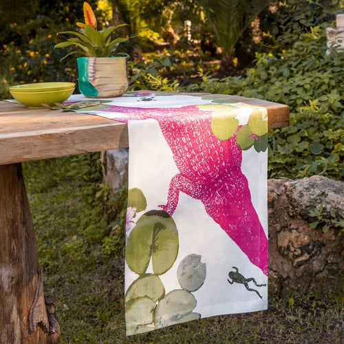 Chemin de table en lin Crocodile 100% Made in Italy | The Napking