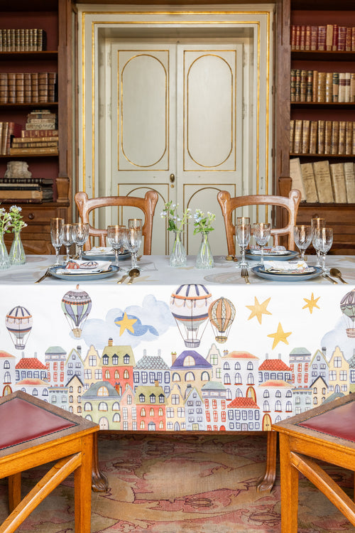 Nappe en satin de coton Mongolfiere 100% Made in Italy The Napking