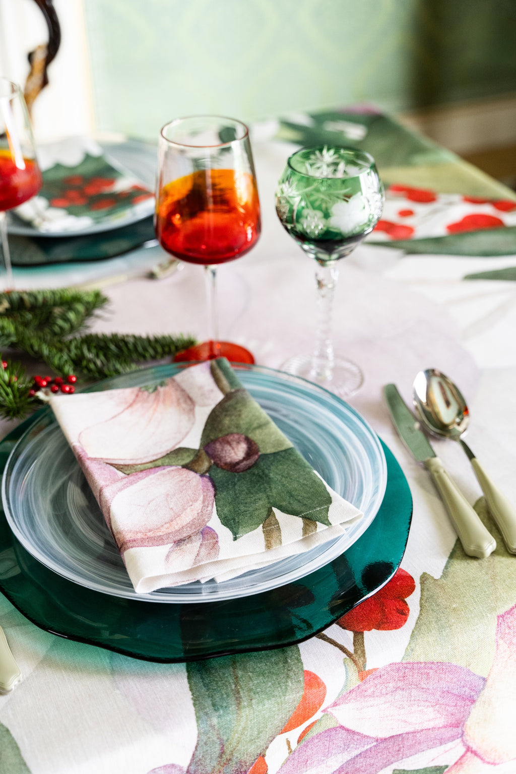 Set Of 4 Napkins Helleborus 100% Made in Italy - The Napking