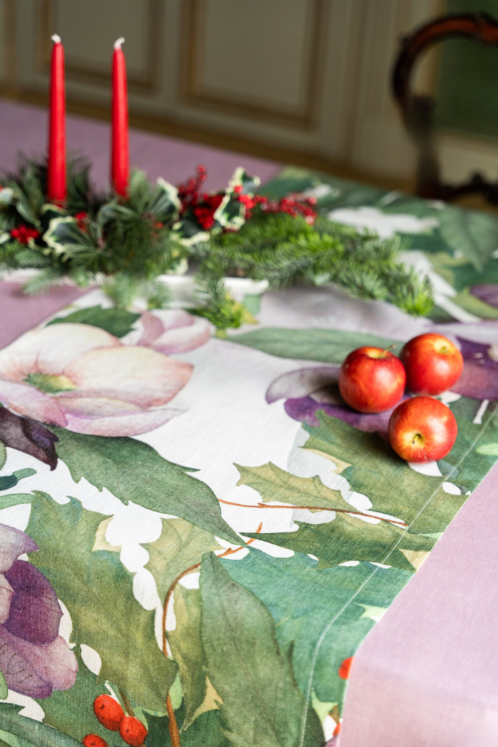 Pure Linen Runner Helleborus 100% Made in Italy - The Napking