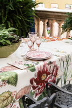 Dafne Pure Linen tablecloth with botanical print, 180 × 320 cm