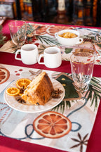 Xmas Tea set of four Cotton Satin placemats with tea-time Christmas print