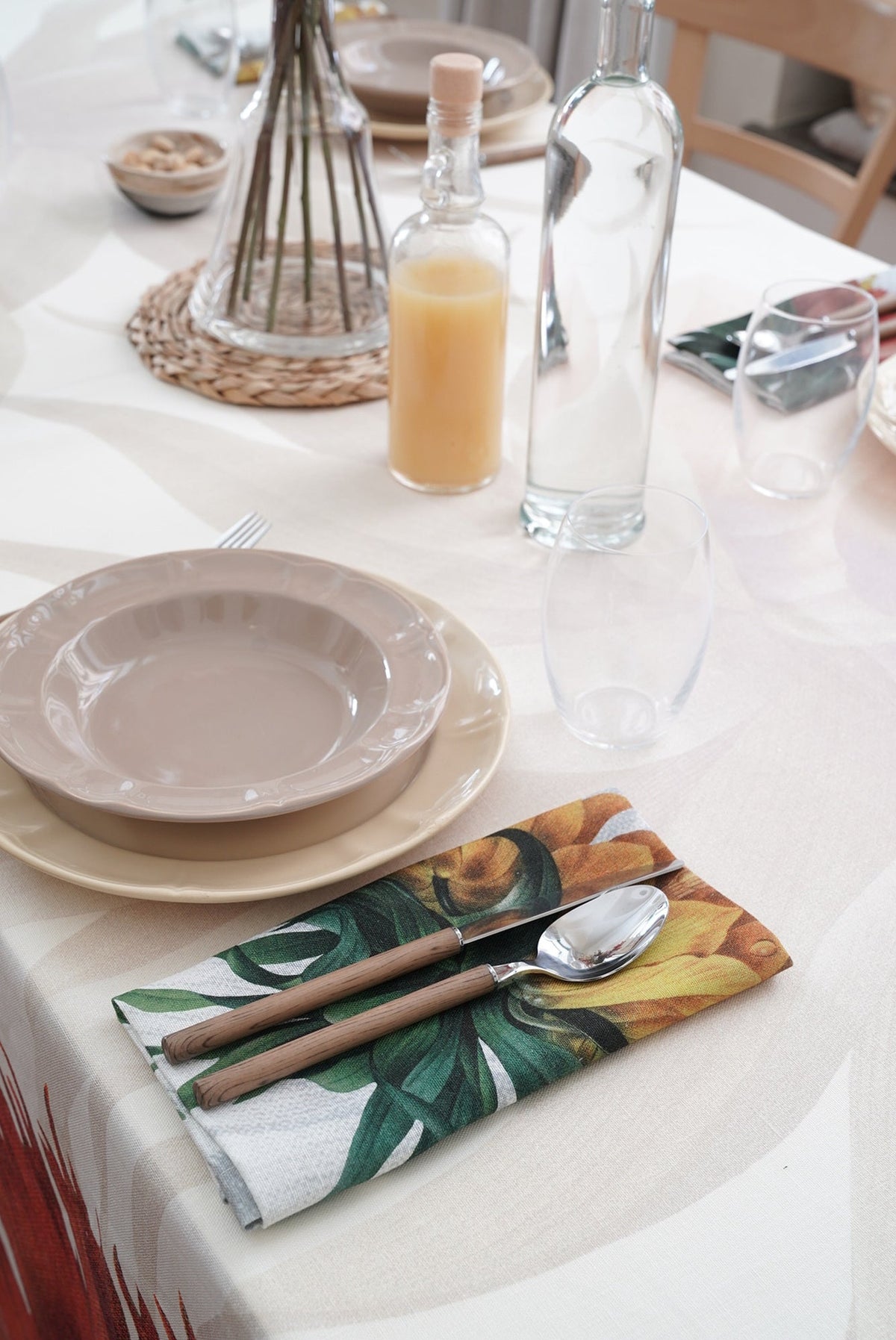 Linen Tablecloth «Fritillaria» - 100% Made in Italy The Napking