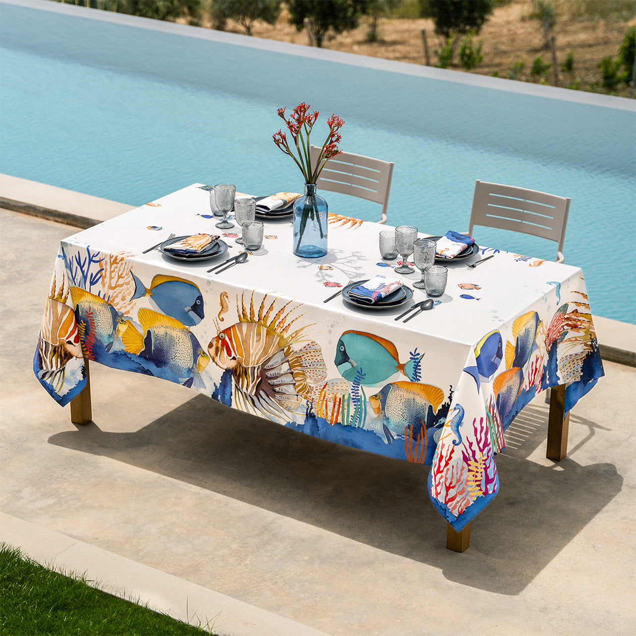 Satin Tablecloth «The Reef» 100% Made in Italy