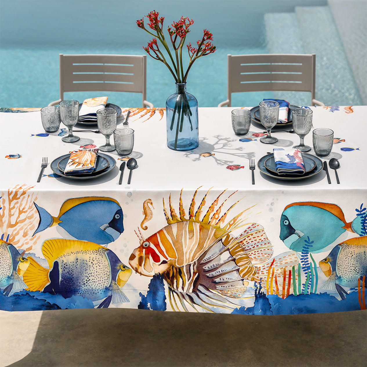 Satin Tablecloth «The Reef» 100% Made in Italy